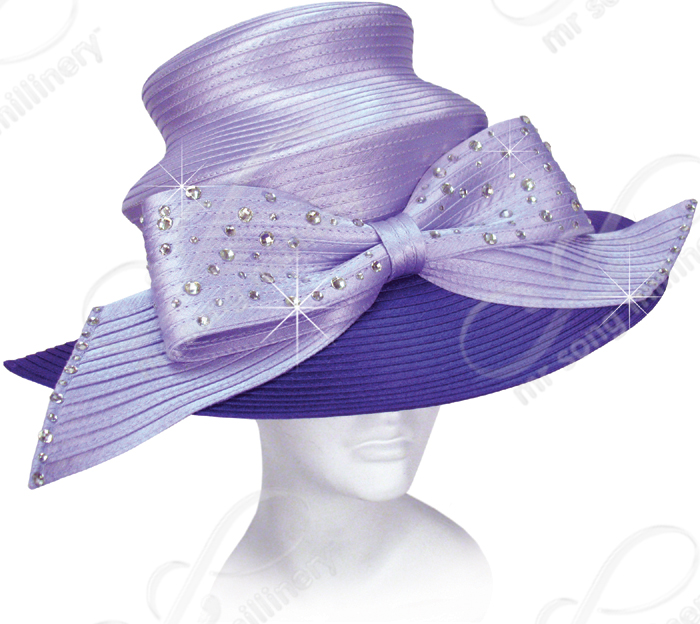 Year-Round 2 Tier Crown Wide Brim with Signature Bow Church Hats Year-Round 2 Tier Crown Wide Brim with Signature Bow Church Hats